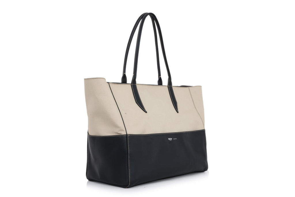 MÉTIER LONDON - A LINEN AND LEATHER 'INCOGNITO' TOTE BAG