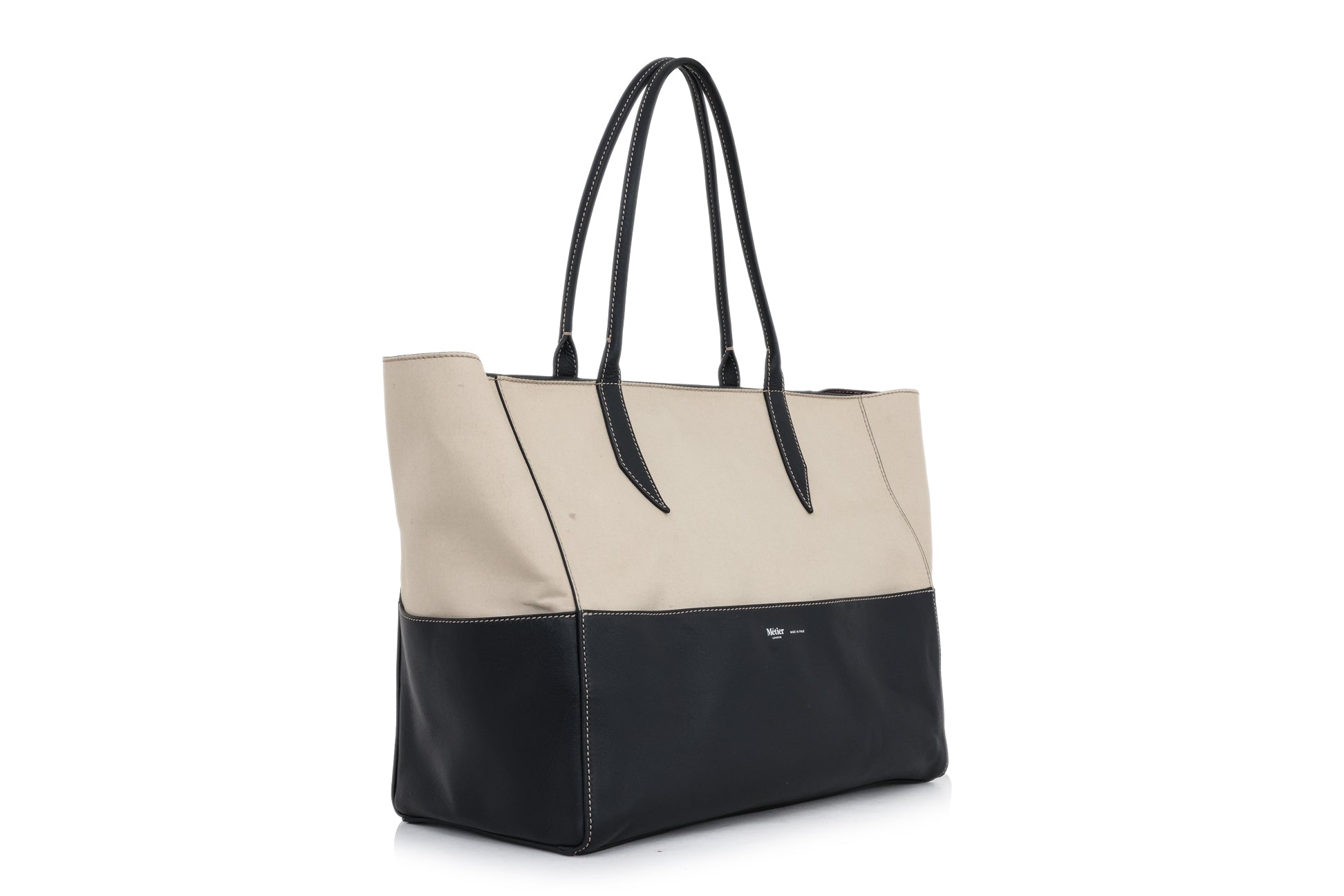 MÉTIER LONDON - A LINEN AND LEATHER 'INCOGNITO' TOTE BAG