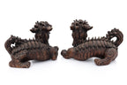 A PAIR OF SHIWAN POTTERY FOO LIONS