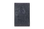 A INK STONE WITH CARVED GUANDI TO COVER