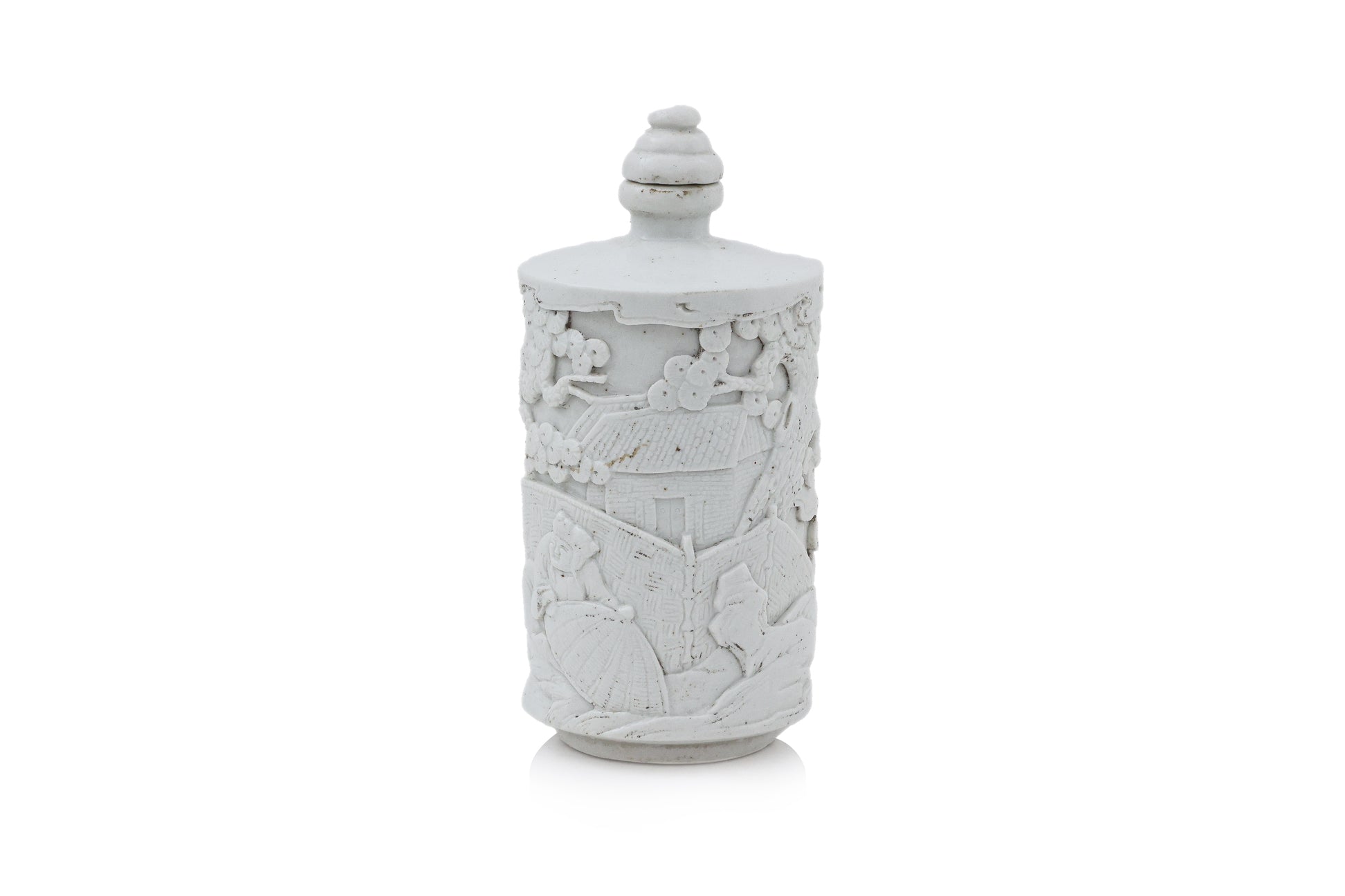 A SMALL WHITE GLAZED PORCELAIN BOTTLE