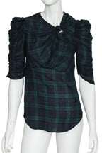 ÉTOILE ISABEL MARANT - A GREEN AND BLACK CHECKED BLOUSE