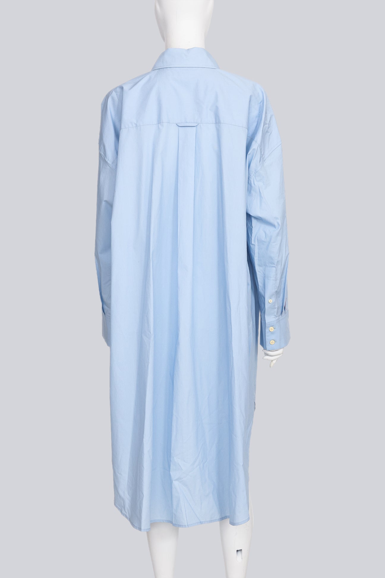 ACNE STUDIOS - A COTTON LIGHT BLUE LONG-SLEEVE BUTTON-UP SHIRT DRESS