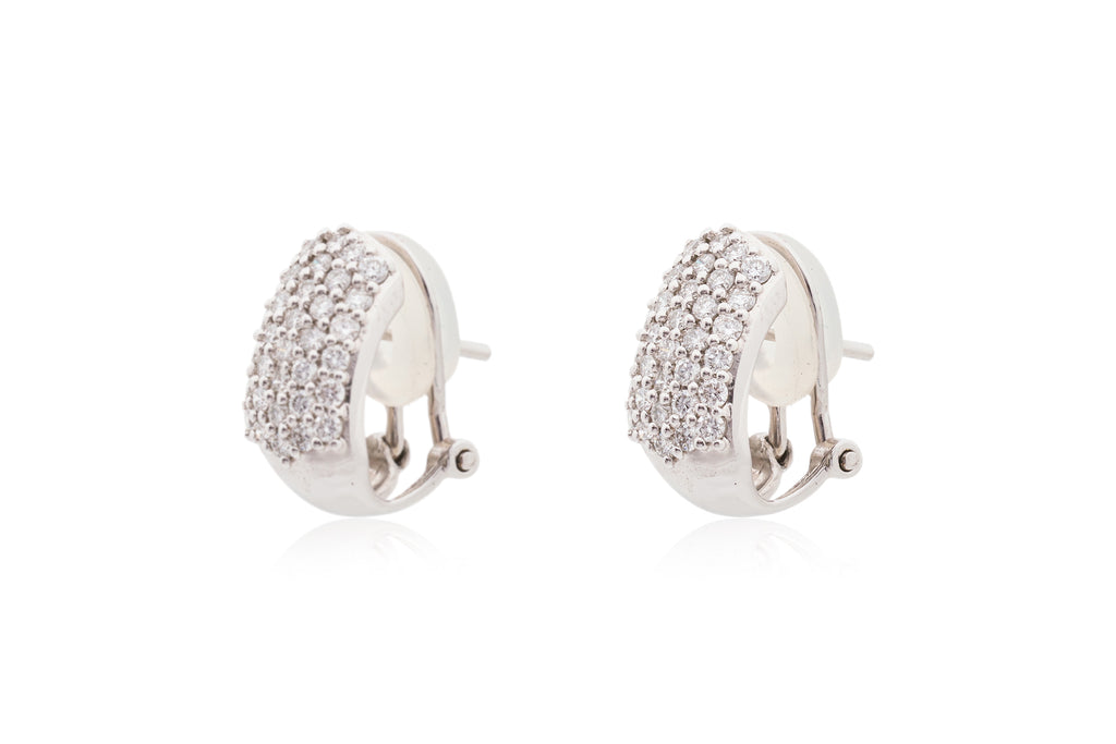 A PAIR OF PAVÉ-SET DIAMOND EARRINGS