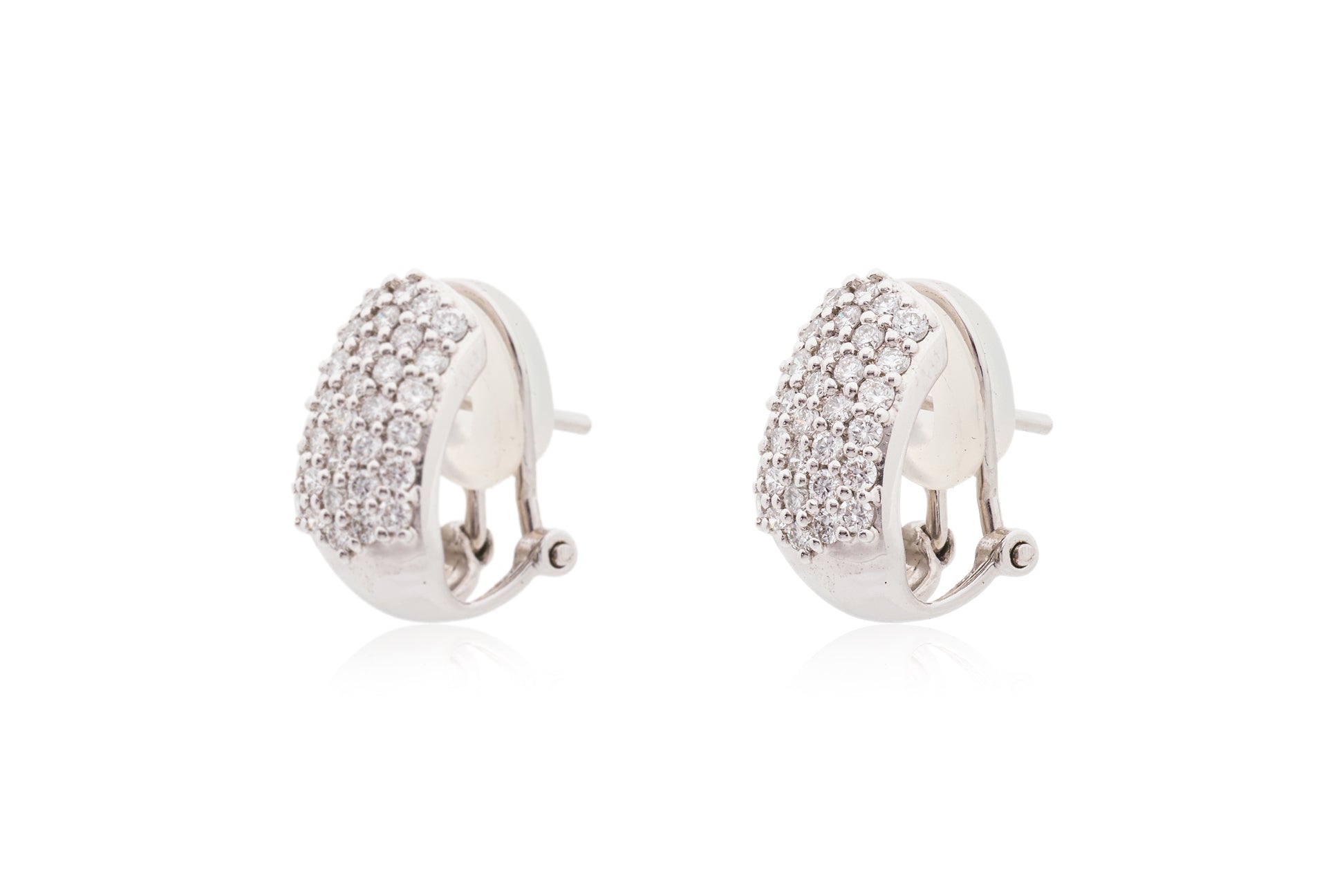 A PAIR OF PAVÉ-SET DIAMOND EARRINGS