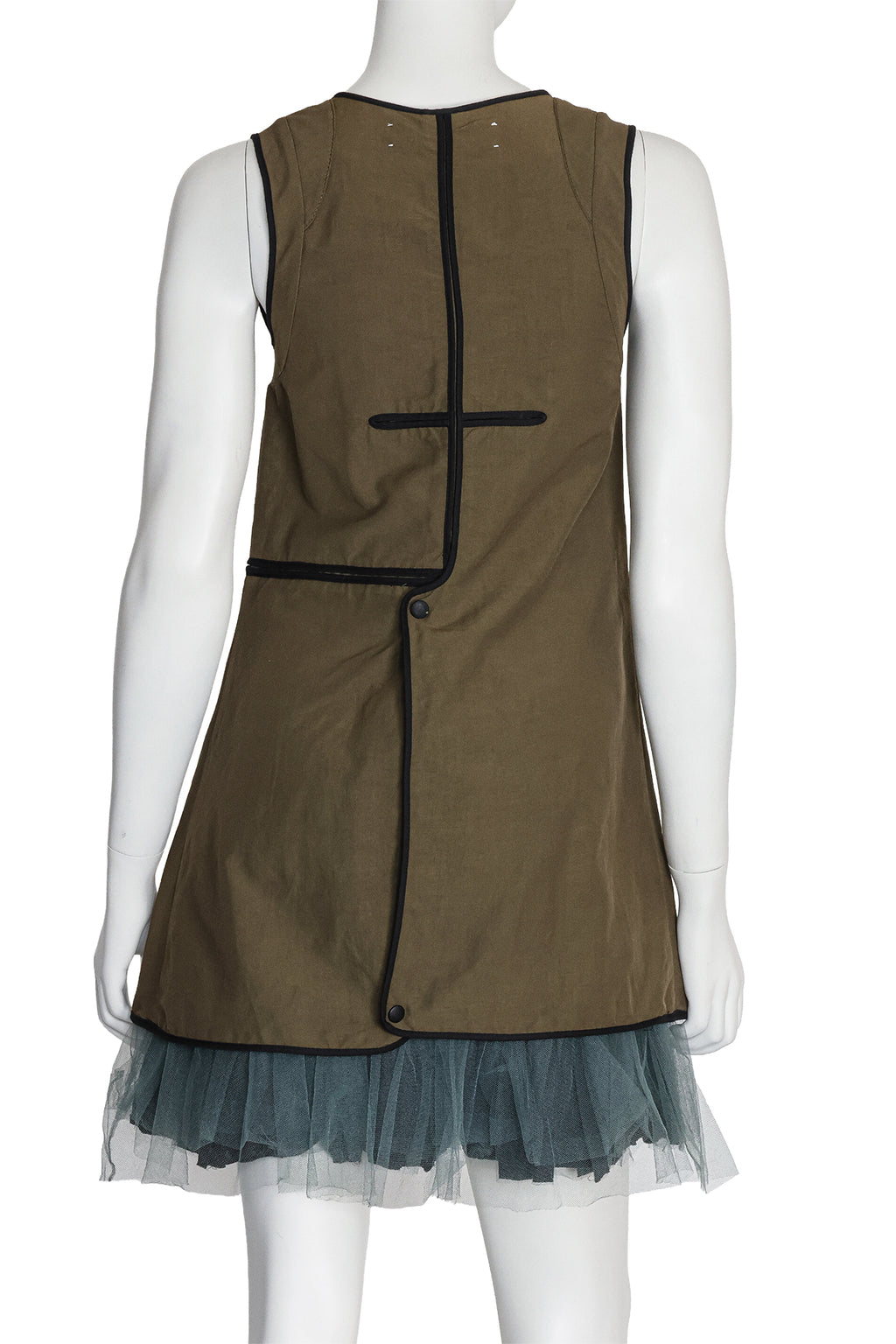 MARNI - A SLEEVELESS KHAKI TOP WITH A TULLE LINED SLIP, SUMMER EDITION 2011