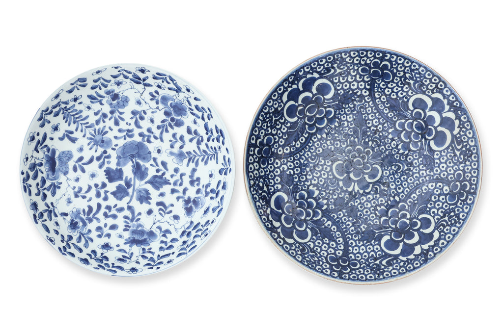 TWO BLUE AND WHITE PORCELAIN DISHES