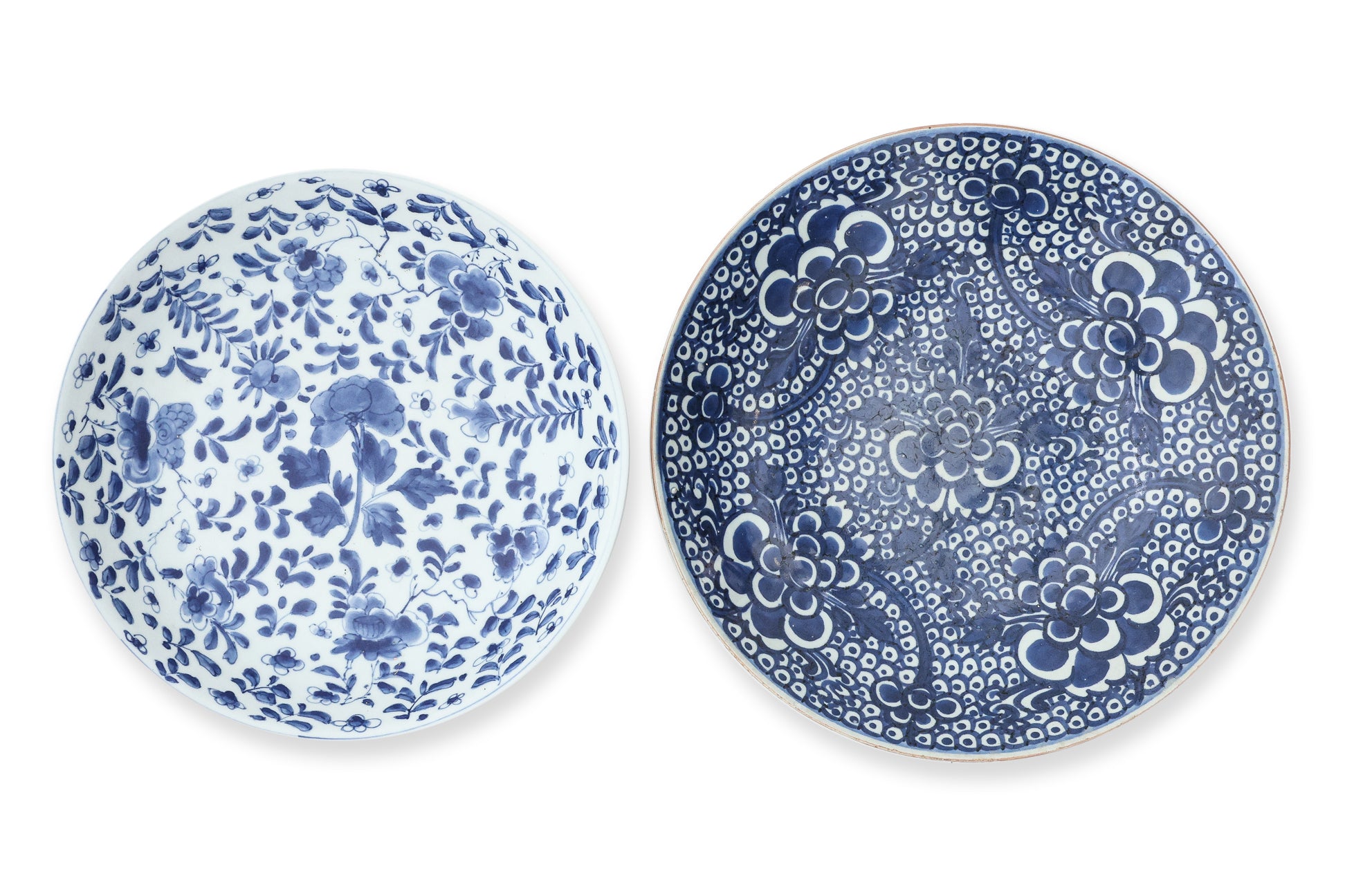 TWO BLUE AND WHITE PORCELAIN DISHES