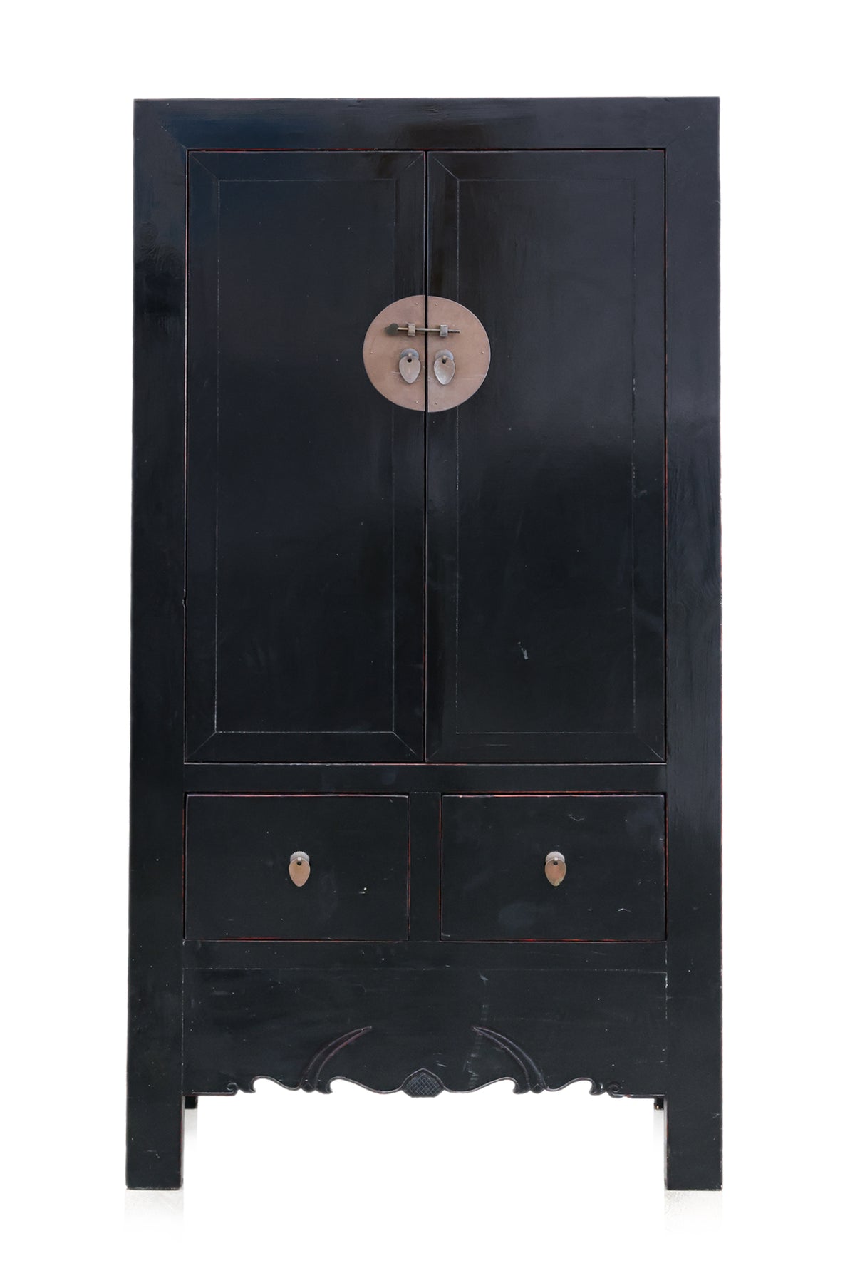 A CHINESE BLACK LACQUER WEDDING CABINET