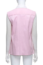 PRADA - A PINK AND WHITE SLEEVELESS COLLARED TOP