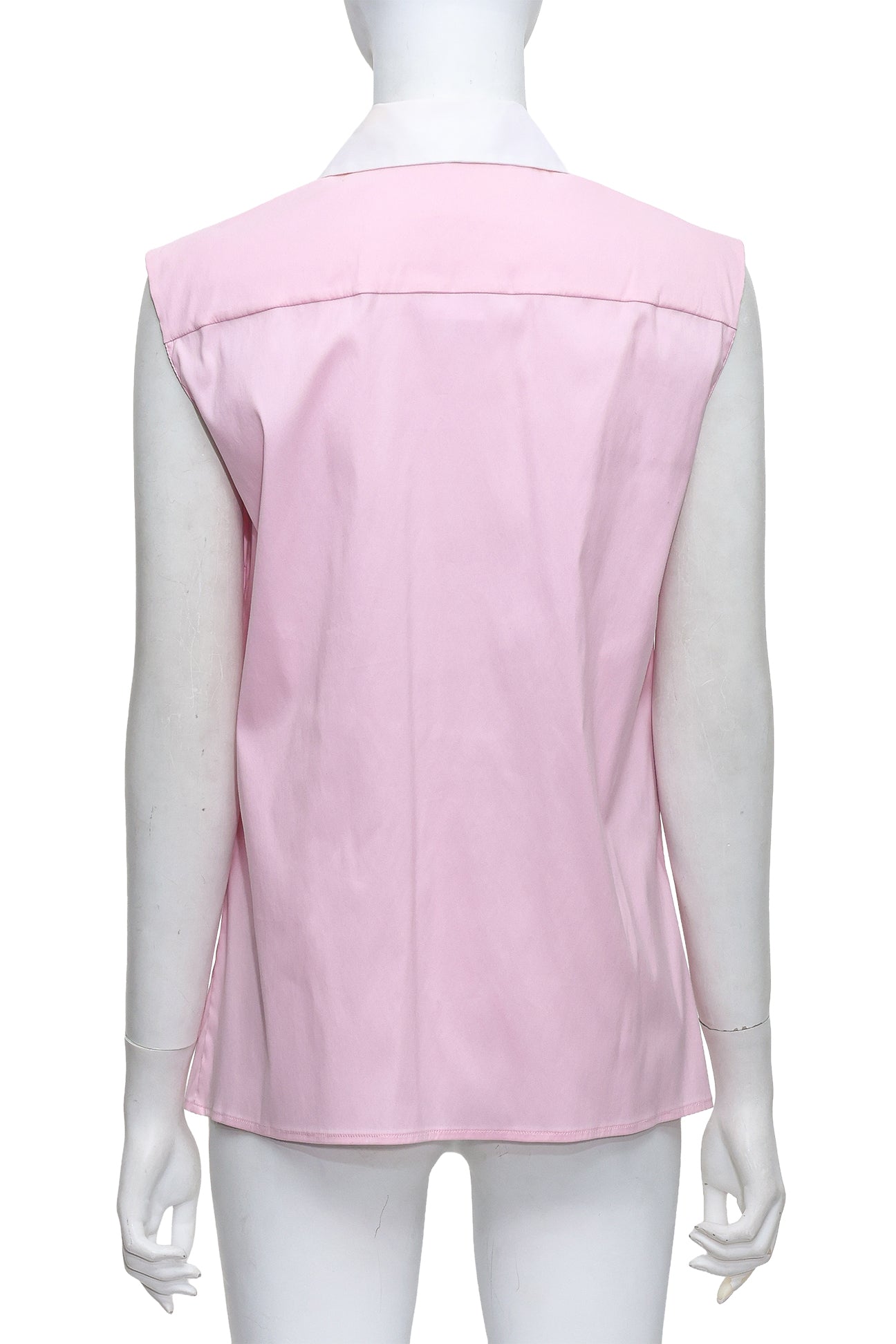 PRADA - A PINK AND WHITE SLEEVELESS COLLARED TOP