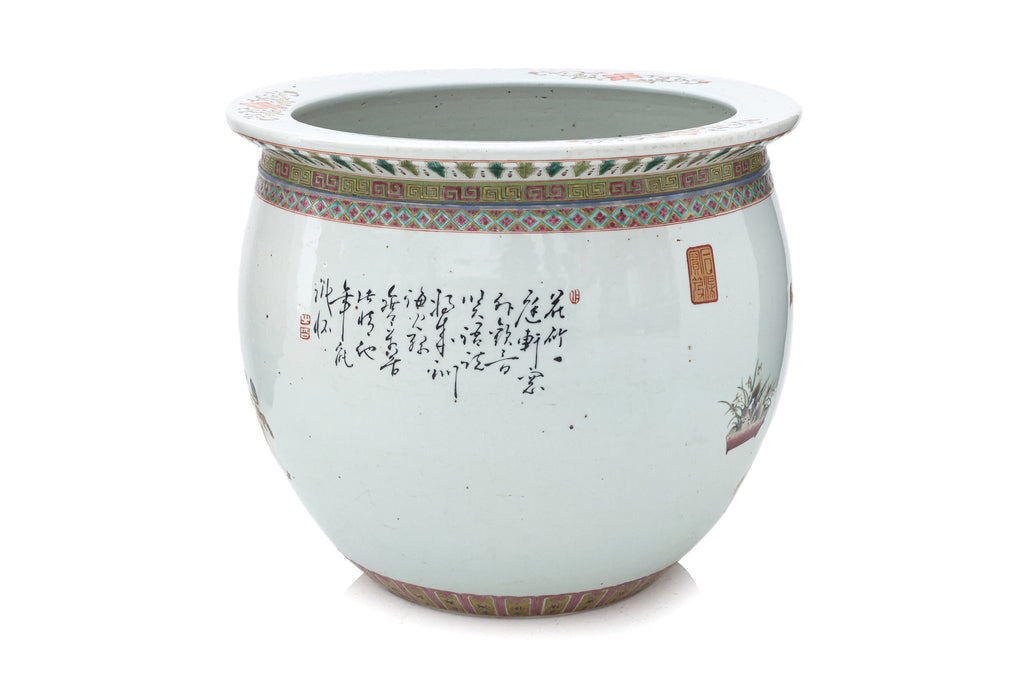 A LARGE FAMILLE ROSE PORCELAIN JARDINIERE