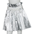 SACAI - A METALLIC SILVER PLEATED SKIRT