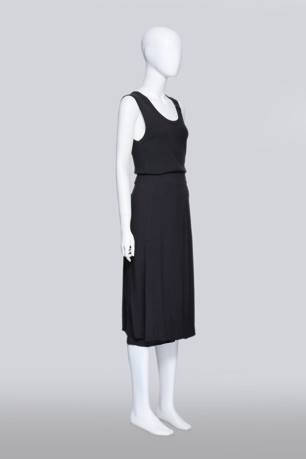 MARTIN MARGIELA - A BLACK BUCKLE TANK AND SKIRT SET