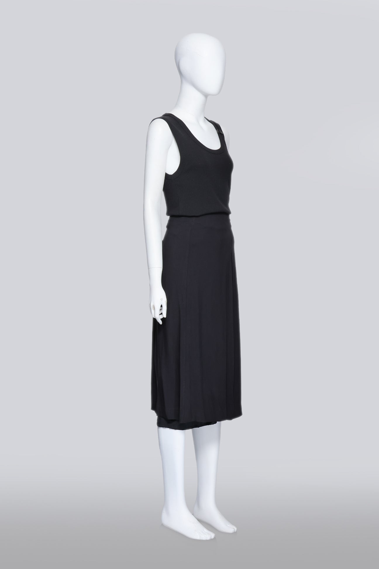 MARTIN MARGIELA - A BLACK BUCKLE TANK AND SKIRT SET