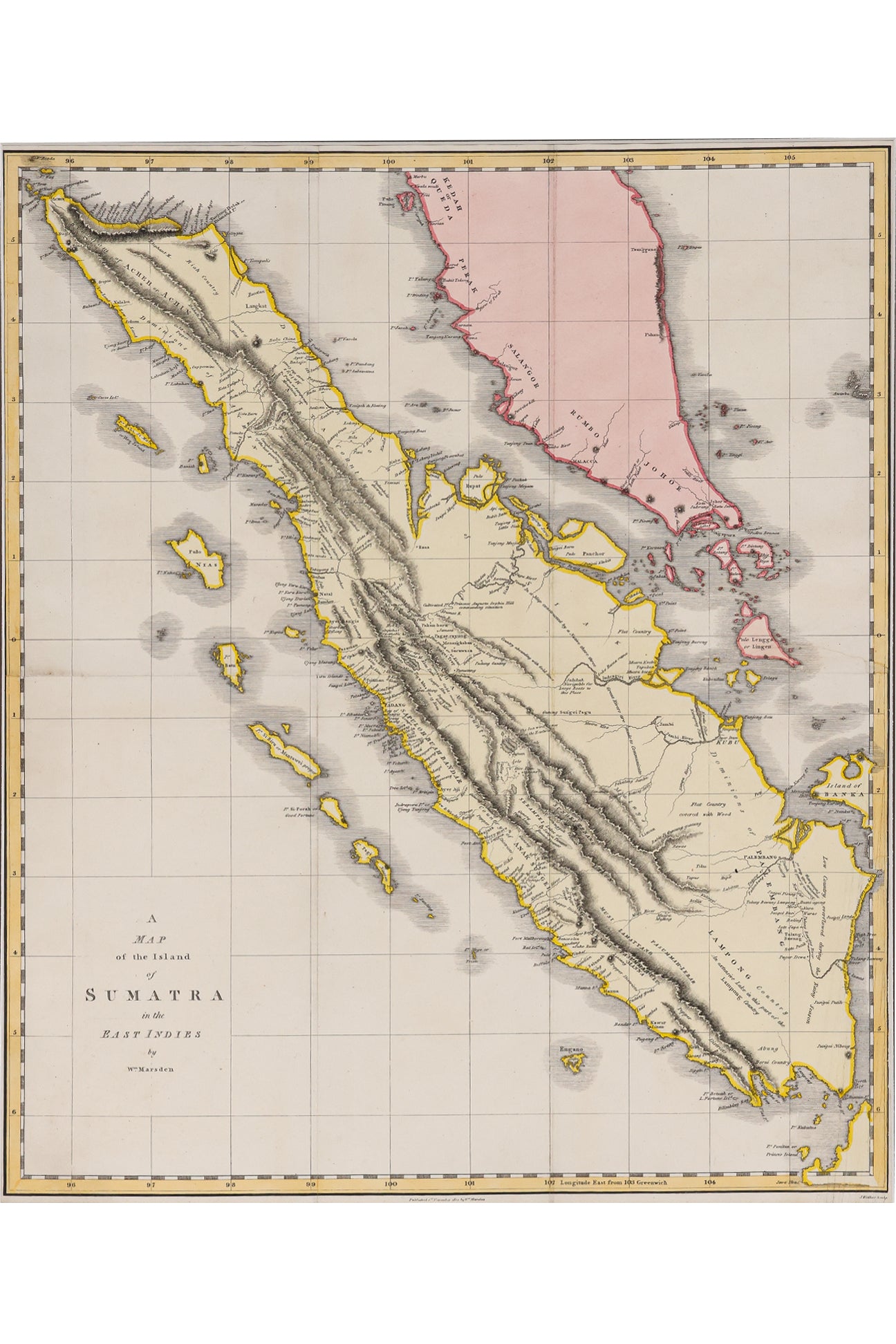 A MAP OF THE ISLAND OF SUMATRA IN THE EAST INDIES, WILLIAM MARSDEN, 1810