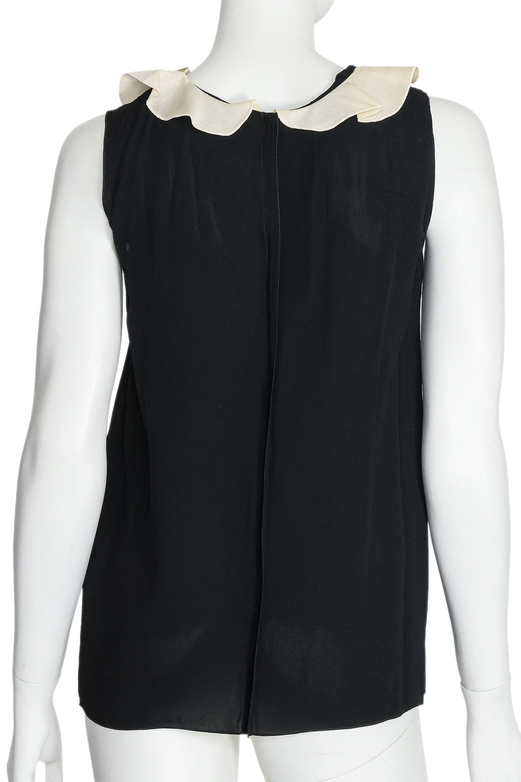 LANVIN - A BLACK SLEEVELESS TOP WITH A CONTRAST CREAM COLLAR, ÉTÉ 2013