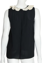 LANVIN - A BLACK SLEEVELESS TOP WITH A CONTRAST CREAM COLLAR, ÉTÉ 2013