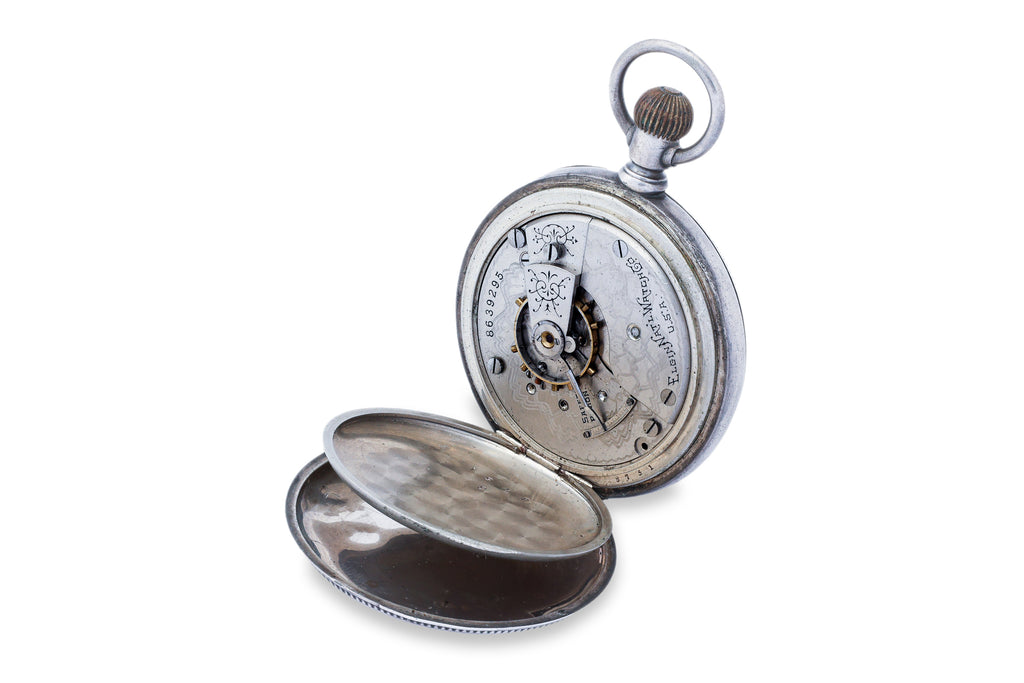 AN ELGIN SILVER CASED POCKET WATCH