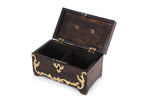 A GEORGE III WALNUT AND BRASS TEA CADDY