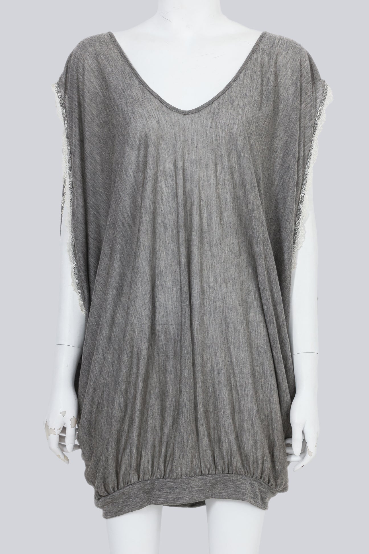 JOHN GALLIANO - A GREY BAGGY LACE TRIM SHIRT