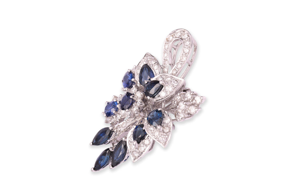 A SAPPHIRE AND DIAMOND 'FLORAL SPRAY' BROOCH