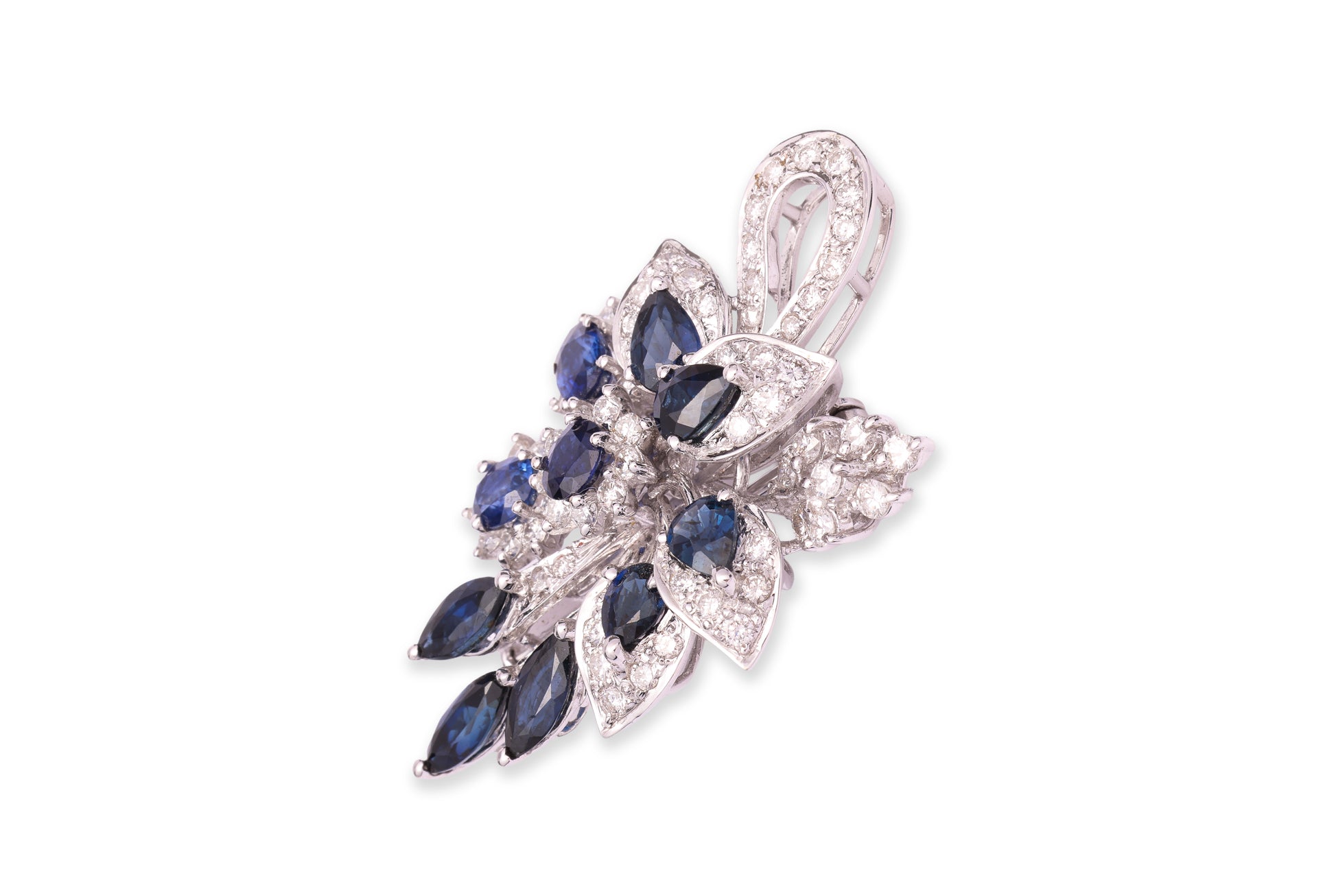 A SAPPHIRE AND DIAMOND 'FLORAL SPRAY' BROOCH