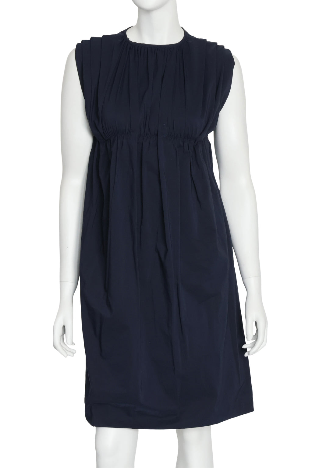 J.W. ANDERSON - A SLEEVELESS GATHERED NAVY DRESS