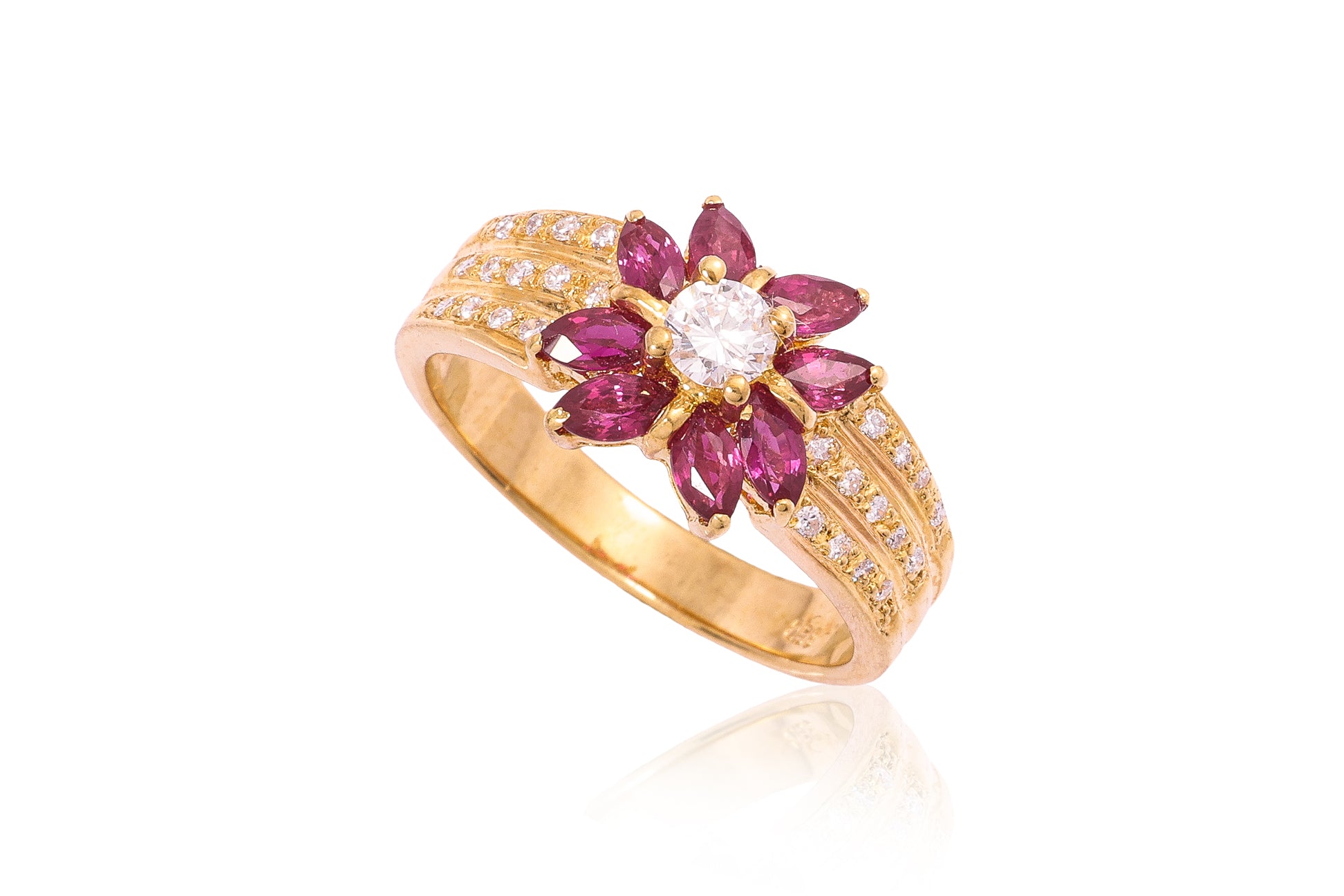 A RUBY AND DIAMOND RING