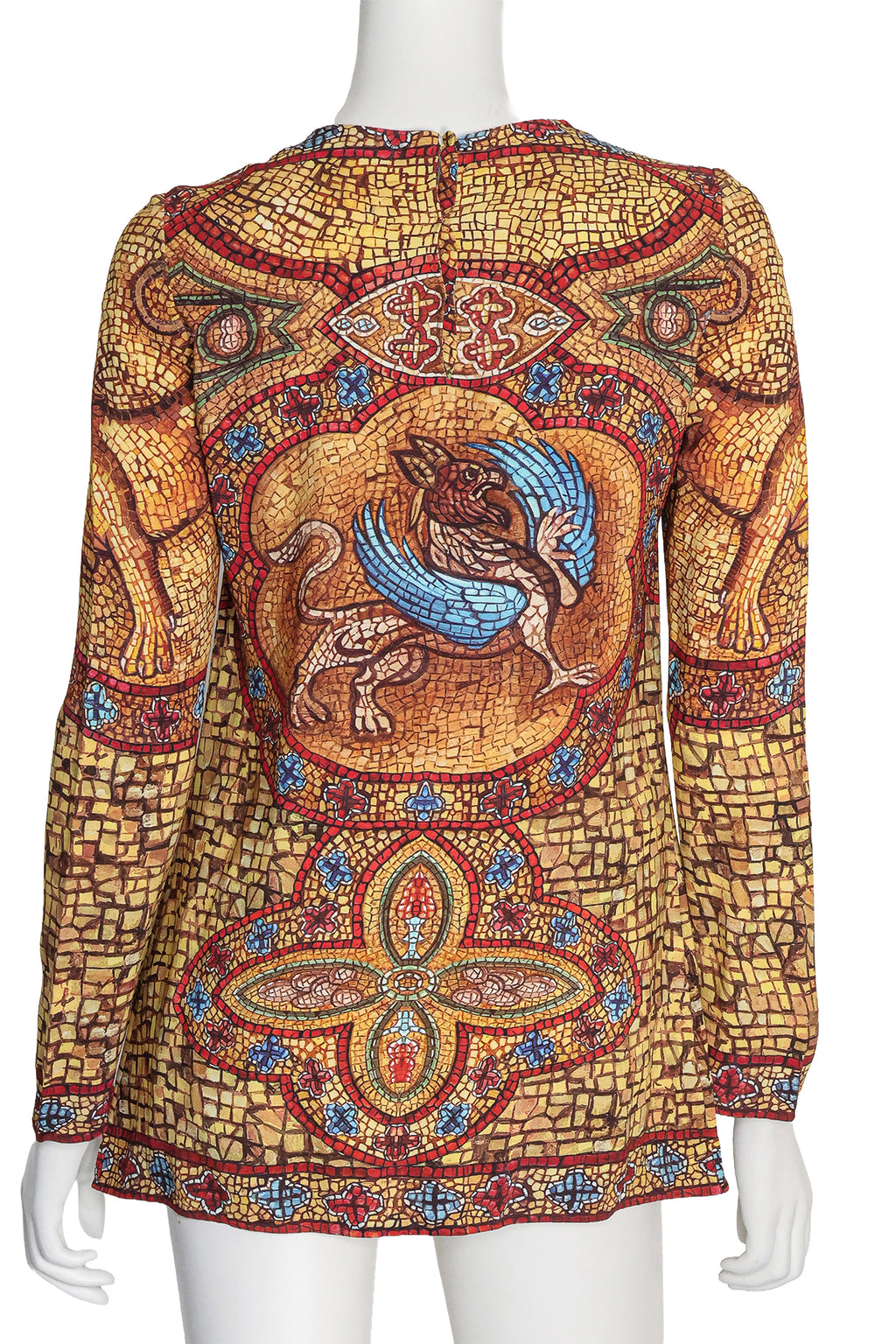 DOLCE & GABBANA - A MOSAIC GRIFFIN PRINT LONG SLEEVE BLOUSE, F/W 2013