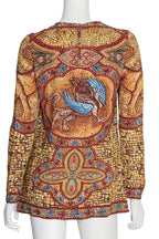 DOLCE & GABBANA - A MOSAIC GRIFFIN PRINT LONG SLEEVE BLOUSE, F/W 2013