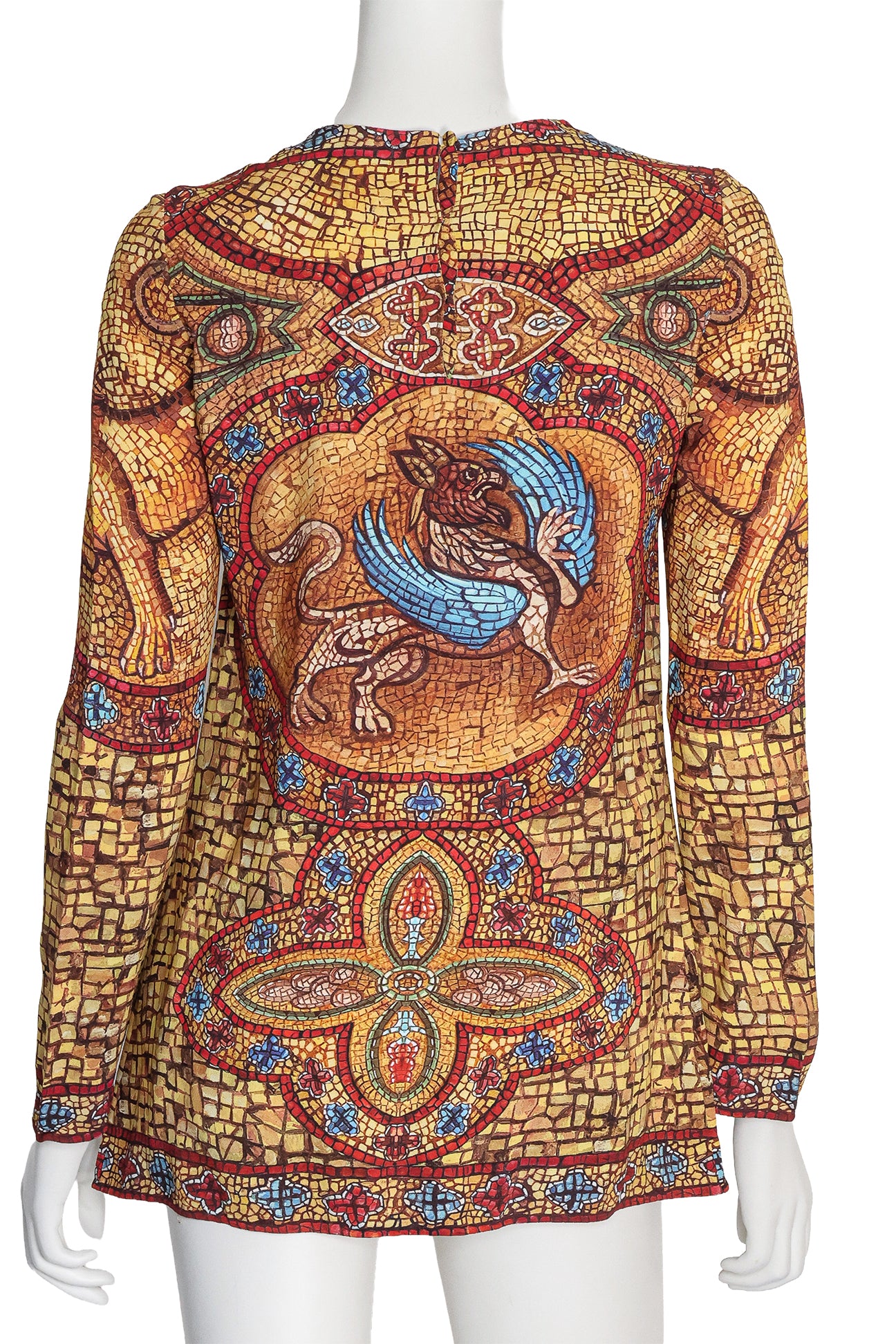 DOLCE & GABBANA - A MOSAIC GRIFFIN PRINT LONG SLEEVE BLOUSE, F/W 2013