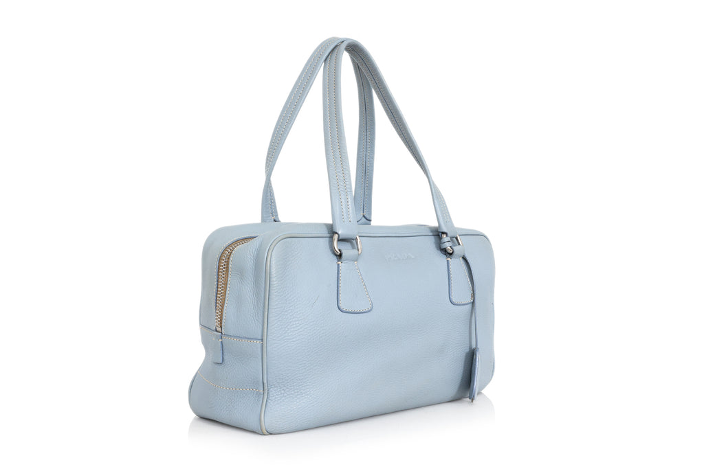 PRADA - A PALE BLUE LEATHER SHOULDER BAG