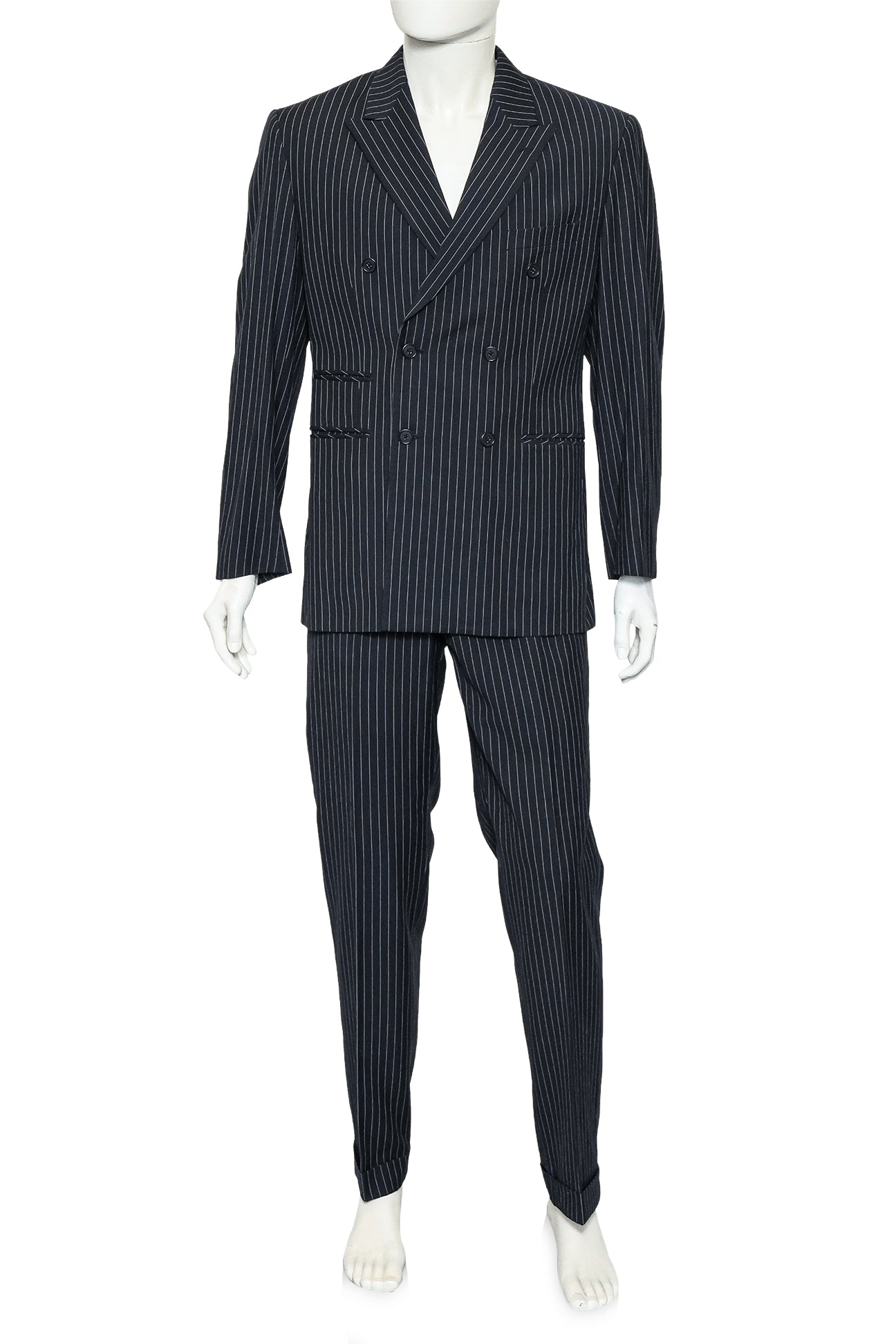 OXFORD TAILOR - A NAVY PINSTRIPE DOUBLE-BREASTED SUIT (2 PCE)