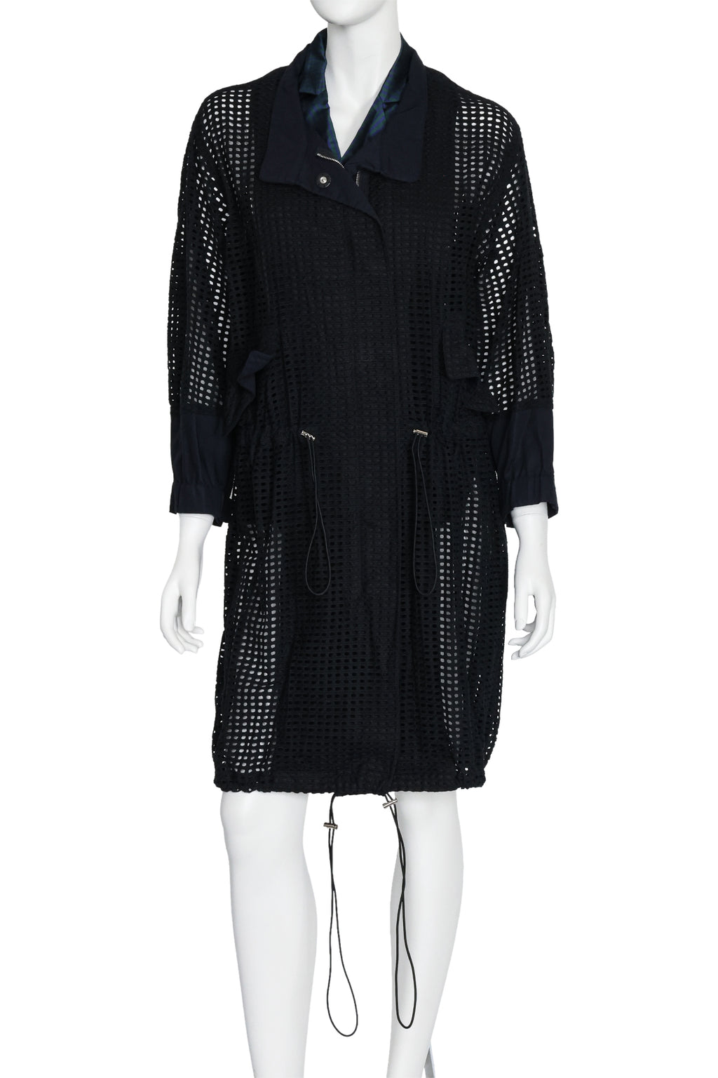 3.1 PHILLIP LIM - A BLACK COAT WITH BLUE STRIPED INNER LAYER
