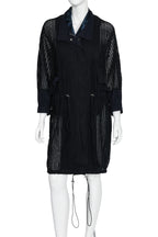 3.1 PHILLIP LIM - A BLACK COAT WITH BLUE STRIPED INNER LAYER