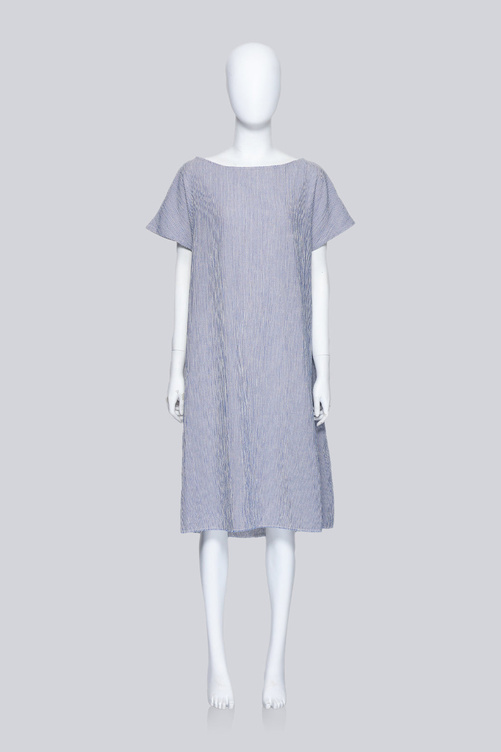 LOEWE - A WHITE AND BLUE STRIPED SHIFT DRESS