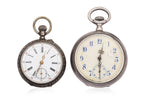 TWO SILVER CASED POCKET WATCHES