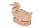 A PAINTED POTTERY MODEL OF A DUCK