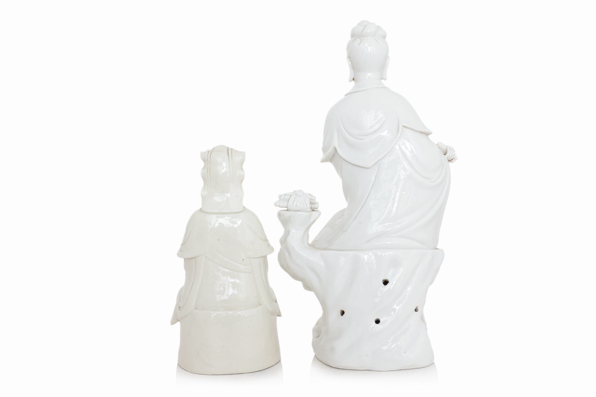 TWO BLANC DE CHINE PORCELAIN FIGURES OF GUANYIN
