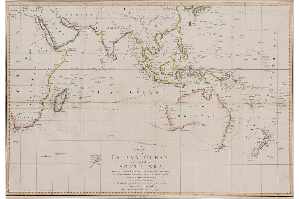 A CHART OF THE INDIAN OCEAN AND PART OF THE SOUTH SEA, JEAN-DENIS BARBIE DU BOCAGE, 1800