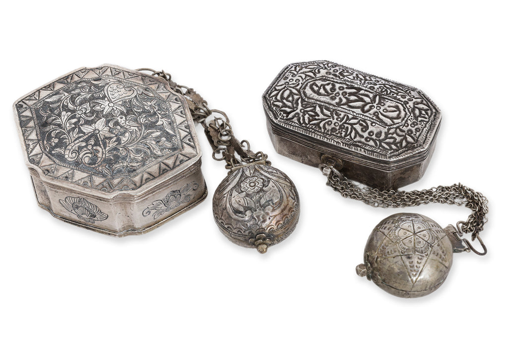 TWO SILVER 'CHELPA' SIREH & LIME BOXES