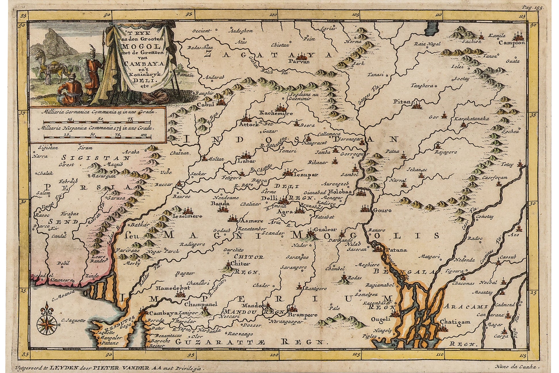 TWO HAND-COLOURED COPPER ENGRAVED MAPS, PETER VAN DER AA, 1707