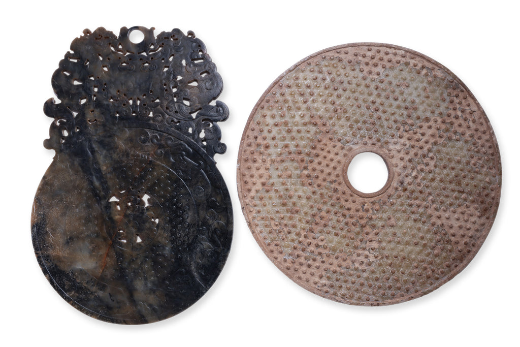 TWO LARGE ARCHAISTIC JADE CARVINGS