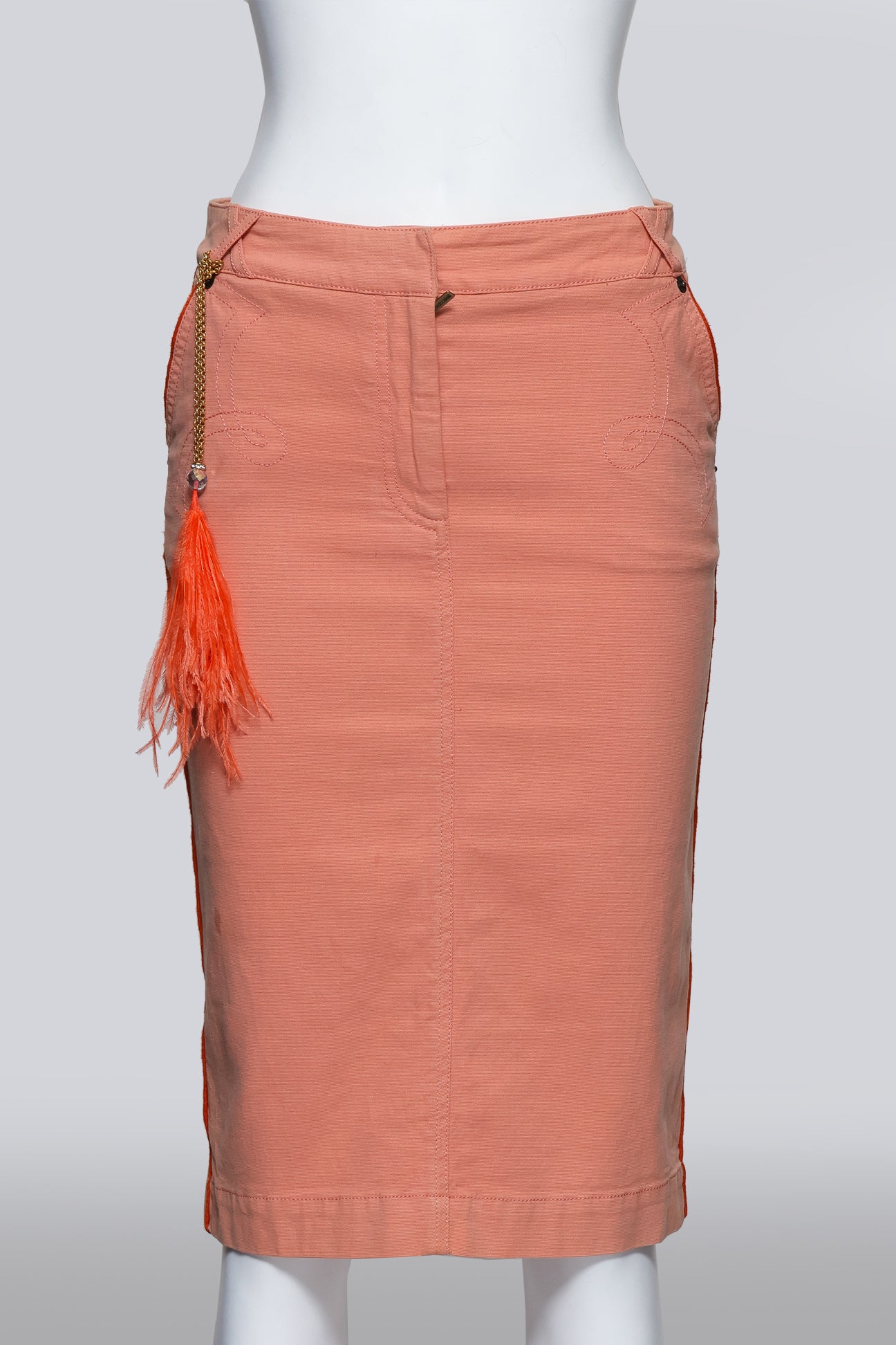 ROBERTO CAVALLI - A COTTON SALMON MIDI SKIRT