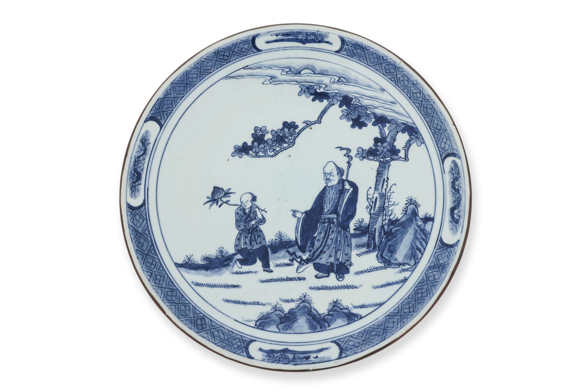 TWO BLUE AND WHITE PORCELAIN CHARGERS