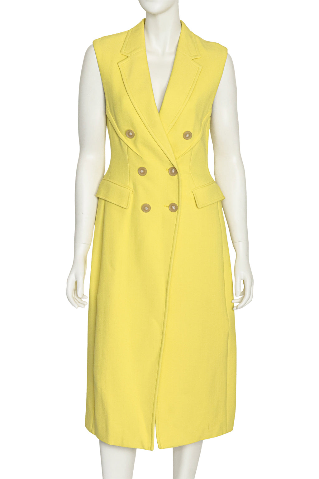 3.1 PHILLIP LIM - A 'CITRINE' YELLOW LONG VEST WITH SCULPTED WAIST