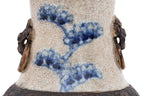 A LARGE NANKING BLUE AND WHITE BIRD AND FLOWER DECORATED VASE