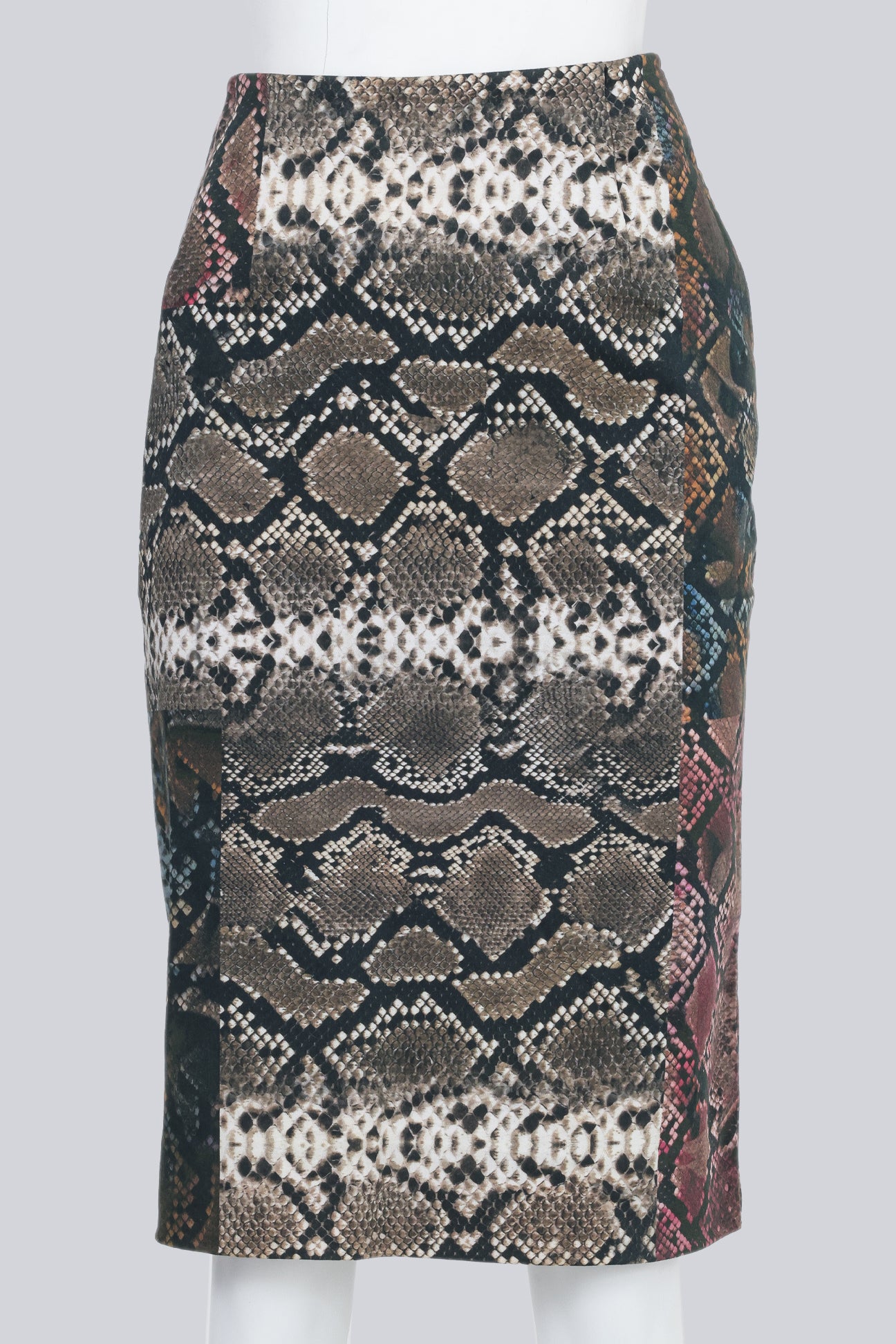 PREEN - A MULTI PANEL SNAKESKIN PRINT PENCIL SKIRT