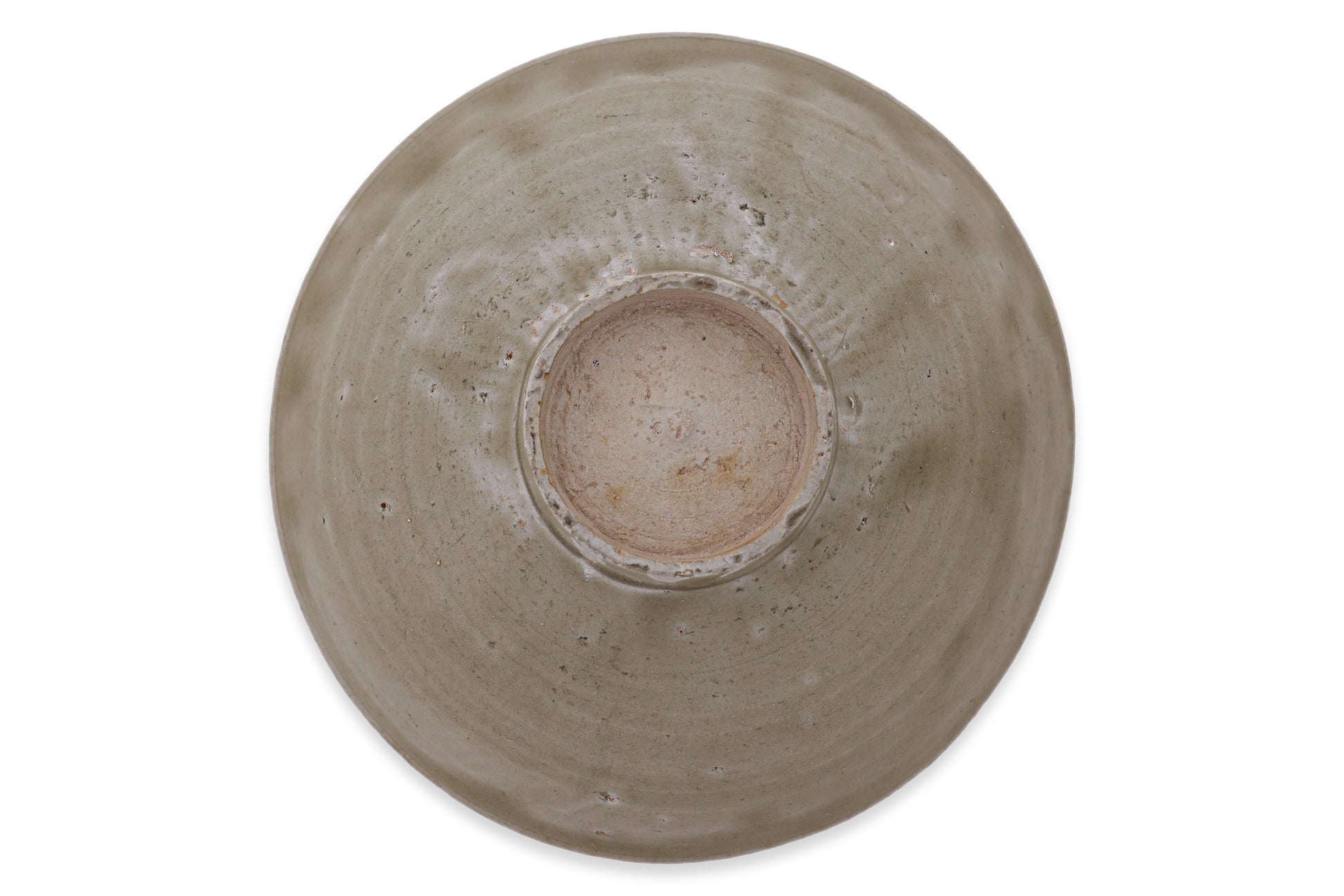 AN OLIVE-GLAZED STONEWARE BOWL